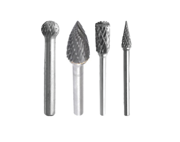 ungsten carbide rotary burrs set for aggressive material removal, featuring various cuts and shapes