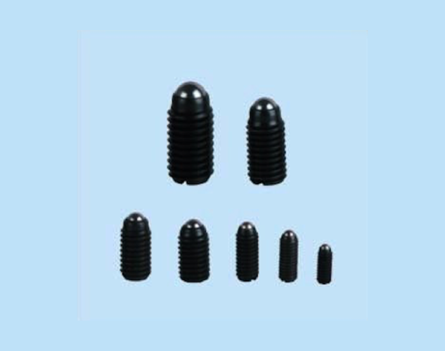 Ball plungers with spring-loaded balls for positive positioning and indexing applications.
