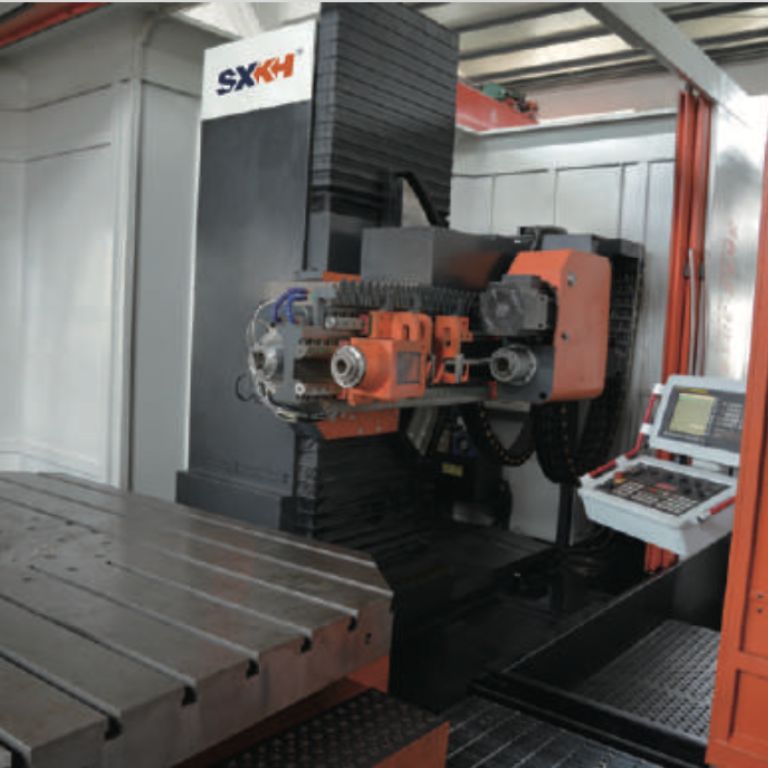 An industrial deep hole drilling machine for creating deep, precise holes in various metal components.