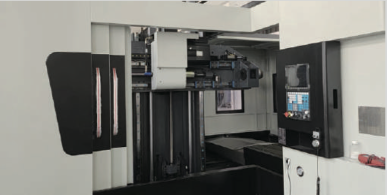 An industrial deep hole drilling machine for creating deep, precise holes in various metal components.