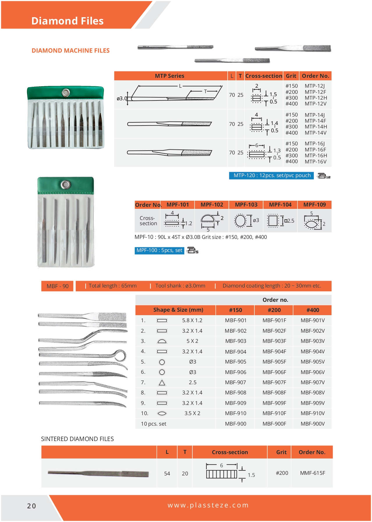 Complete set of diamond files for detailed work, neatly arranged in protective pouches