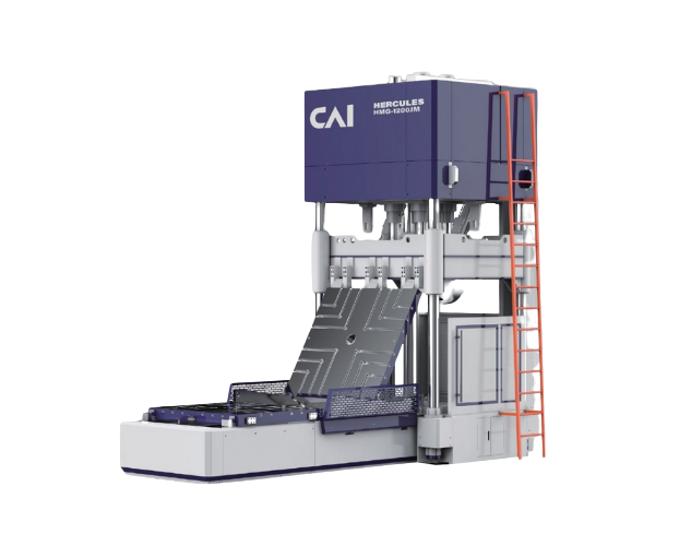 A large die spotting press for verifying the precise contact surfaces of two-part molds in the automotive and aerospace industries.