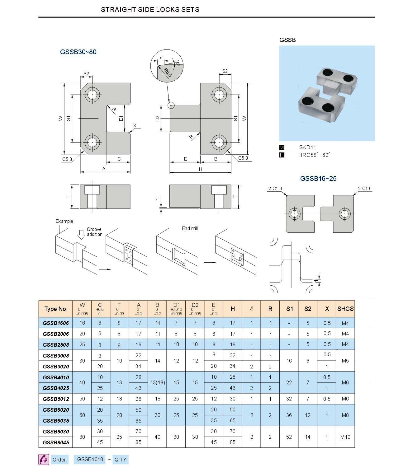 A set of side interlocks in different sizes and designs, crucial for mold alignment.