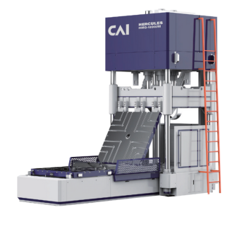 Hydraulic die spotting press for manufacturing and verifying molds and dies in automotive and aerospace industries.